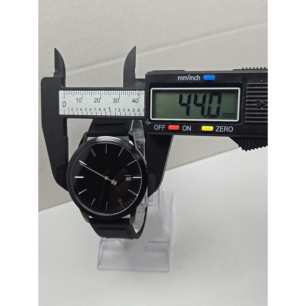 Watch Station Mens Black Quartz Date Watch 5ATM Silicone Band New Battery - Picture 5 of 10